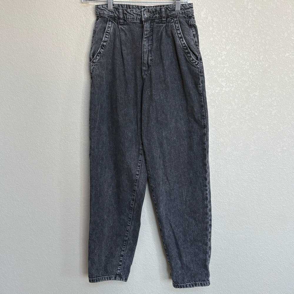 Garage Denim Gray Acid Wash High Rise Mom Tapered Jeans Juniors 3 26‎